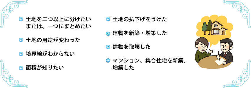 土地や家屋のお悩み　登記のお悩み　お気軽にご相談下さい